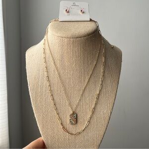 Gold Multicolor Pendant Necklace Set